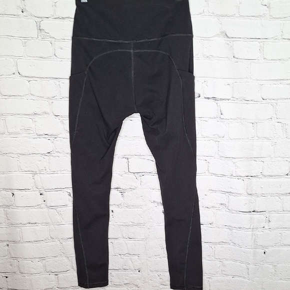 Phisockat Black Ankle Length Legging Wide Waistband Thigh Pockets Sz S - Picture 2 of 7